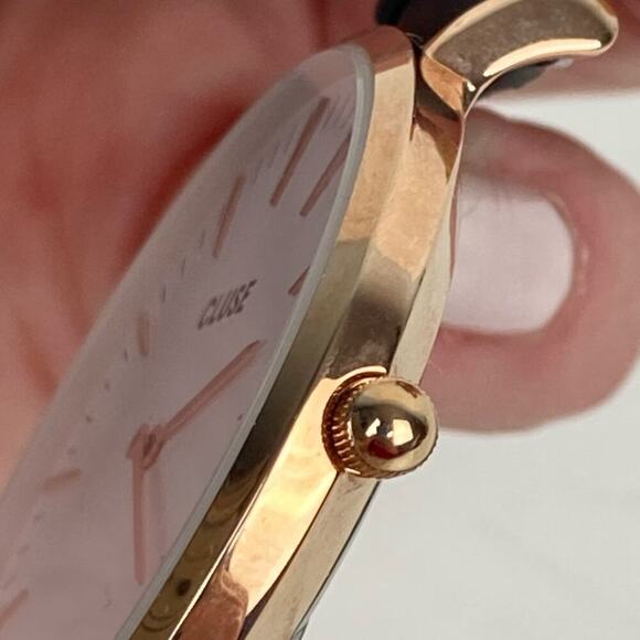 CLUSE Black Leather Rose Gold Plated Steel White Dial Watch - Picture 11 of 15